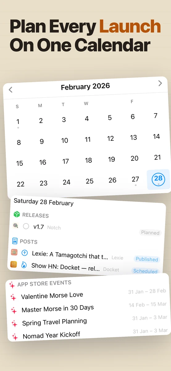 Launch calendar on iPhone