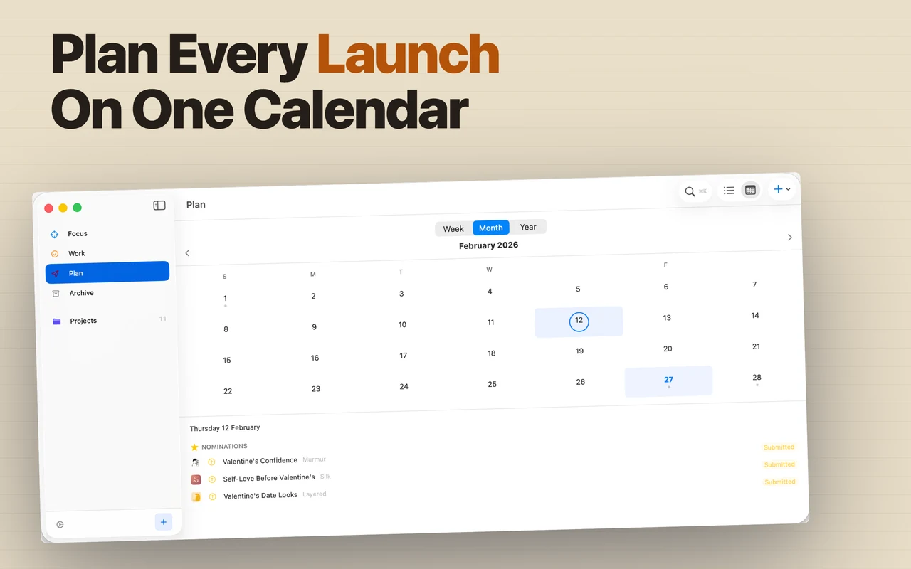 Launch calendar on the Mac