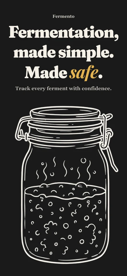 A fermenting jar with the line: fermentation, made simple, made safe