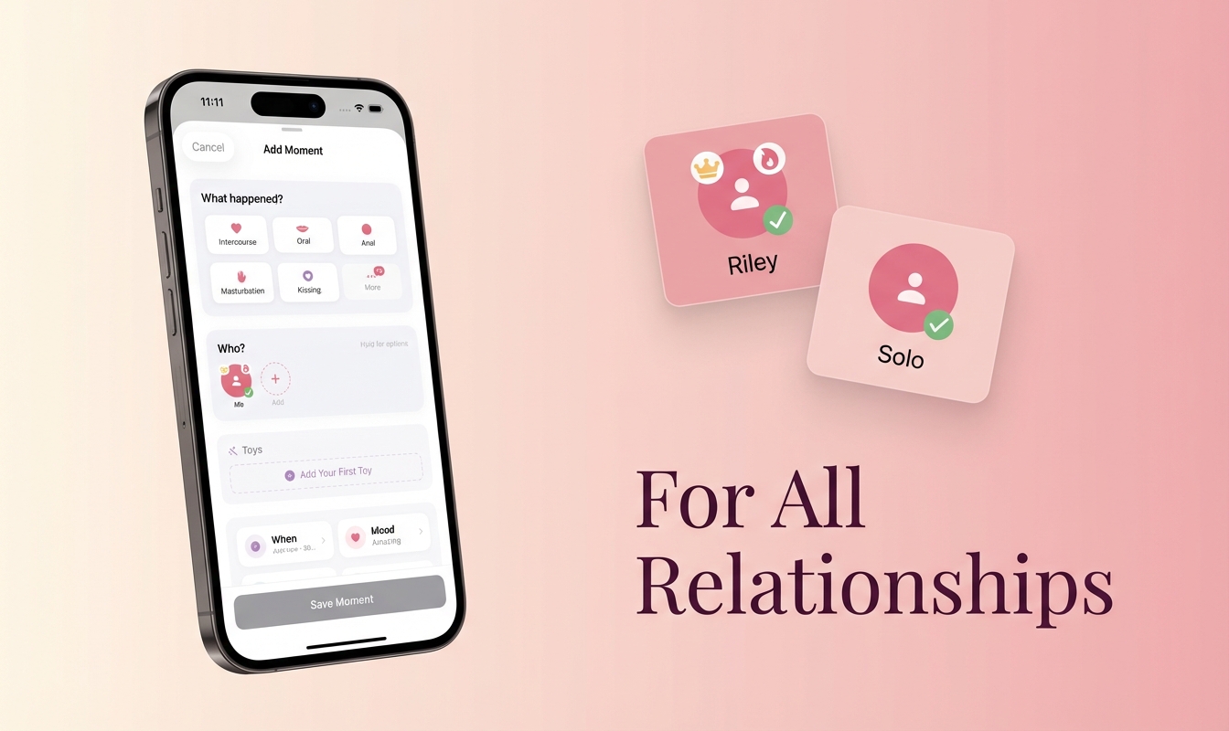 Silk supports all relationships: Track intimacy for partners, solo self-care, or multiple relationships.