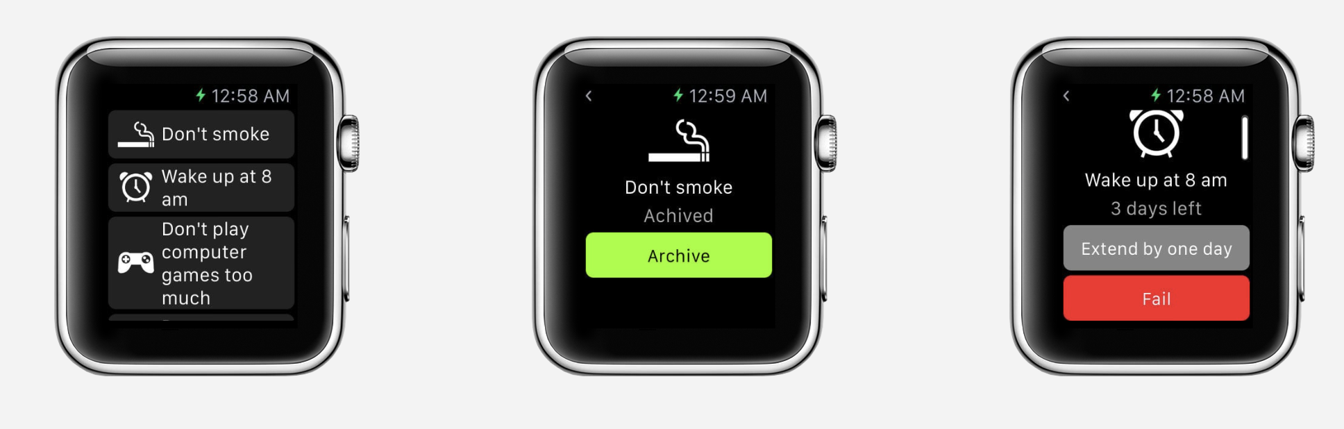 Motivate Me Apple Watch screens