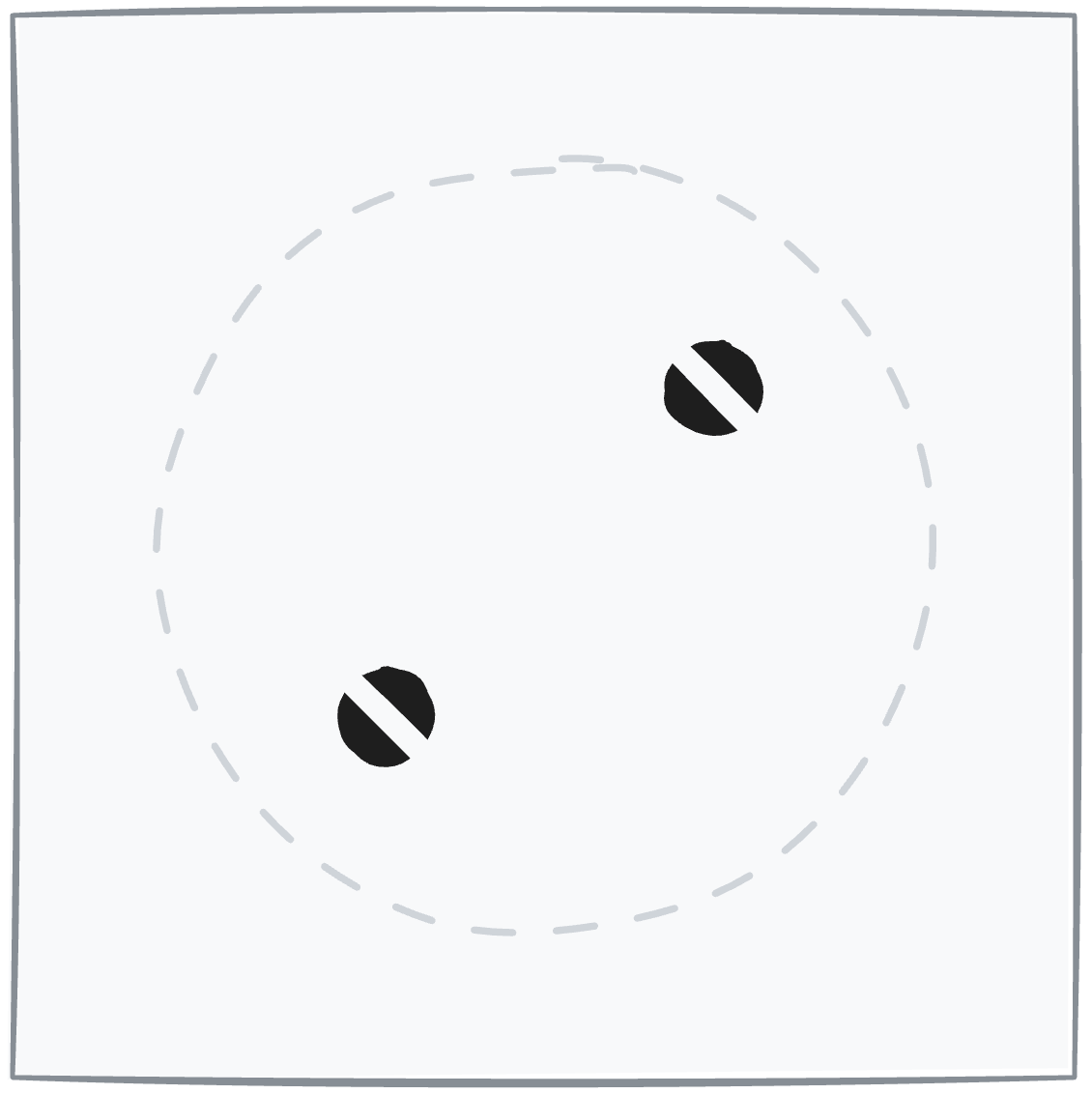 Flood-fill result: four small dark fragments on white, each below the minimum-region threshold.